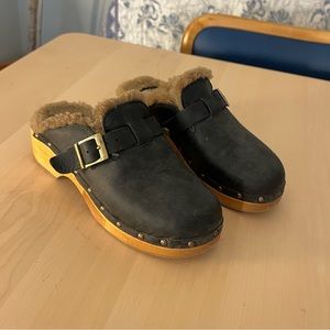 Re/Done Fur Clogs Black 36